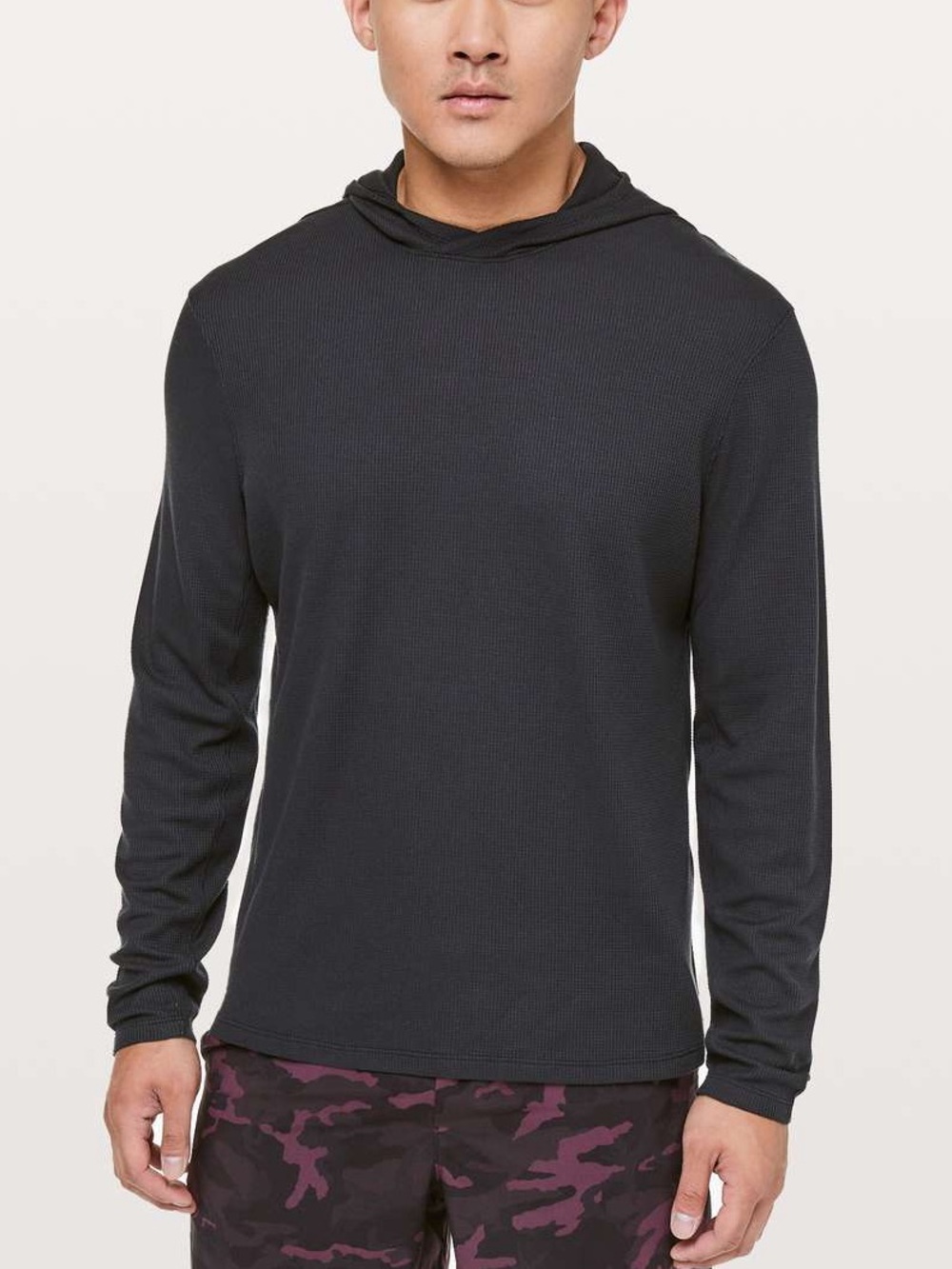 Lululemon Mens Shift Stitch Waffle Hoodie Black Sweatshirt Size Large